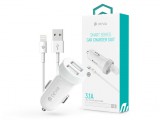 Devia szivargyújtós töltő adapter 2xUSB bemenettel + USB - Lightning kábel - 5V/3,1A - Devia Smart Series Dual Car Charger Suit - fehér