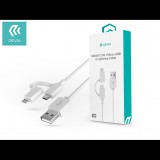 Devia USB adat- és töltőkábel 1 m-es vezetékkel - Devia Smart 2in1 Charging Cable for Lightning/Micro USB - white (ST987107) - Adatkábel