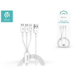 Devia USB töltő- és adatkábel 1,2 m-es vezetékkel - Devia Smart Series 3in1 for Lightning/Android/Type-C - 2A - white