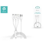 Devia USB töltő- és adatkábel 1,2 m-es vezetékkel - Devia Smart Series 3in1 for Lightning/Android/Type-C - 2A - white