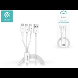 Devia USB töltőkábel 1,2 m-es vezetékkel - Devia Smart Series 3in1 for          Lightning/Android/Type-C - 2A - white (ST329975) - Adatkábel