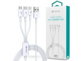 Devia USB töltőkábel 1,2 m-es vezetékkel - Devia Smart Series 3in1 for Lightning/micro USB/Type-C - 2A - fehér