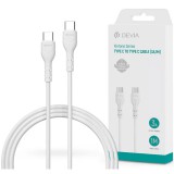 Devia USB Type-C - USB Type-C adat- és töltőkábel 1 m-es vezetékkel - Devia Kintone Series Type-C To Type-C Cable - 60W - white (ST379543)