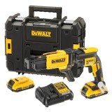 DEWALT Gipszkartoncsavarozó, 18V, XR, 2x2Ah akku, töltő,