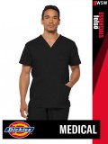 Dickies Medical EDS ESSENTIALS BLACK férfi v-nyakú egészségügyi tunika felső - munkaruha