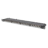 DIGITUS 19" 0,5U 24port Cat.6 HD kompakt fekete árnyékolt Patch Panel