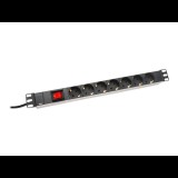 DIGITUS 1U rack alumínium 7 dugaljas hálózati elosztó (DN-95402)