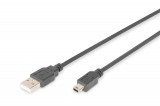 Digitus AK-300108-030-S USB kábel USB 2.0 3 M USB A Mini-USB B Fekete