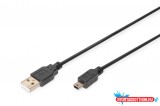 DIGITUS AK-300130-010-S High Speed 2.0 mini USB B - USB type A kábel 1m
