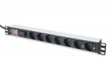 Digitus Aluminum outlet strip with switch 7 safety outlets 2m supply with surge protection DN-95407