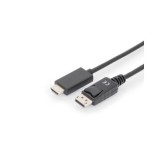 Digitus Assmann 1.2 w/interlock 4K 60Hz UHD Type DP/HDMI A M/M fekete 3m displayport kábel