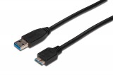 Digitus Assmann AK-300117-005-S SuperSpeed USB A M (plug)/microUSB B M (plug) fekete USB 3.0 kábel