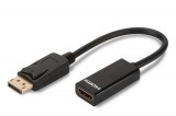 Digitus Assmann Displayport 1.1a DP M (plug)/HDMI A F (jack) 0,15m fekete átalakító kábel