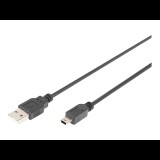 Digitus DB-300130-030-S USB kábel 3 M USB 2.0 USB A Mini-USB B Fekete (DB-300130-030-S)