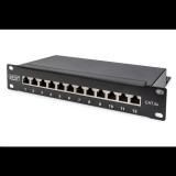 Digitus DN-91612S-EA patch panel 12 port 1U 10" CAT 6a árnyékolt fekete (DN-91612S-EA)