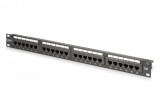 DIGITUS DN-91624U-CR 19 1U 24port Cat.6 kompakt fekete árnyékolatlan patch panel