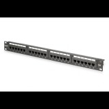 DIGITUS DN-91624U-CR 19" 1U 24port Cat.6 kompakt fekete árnyékolatlan Patch Panel (DN-91624U-CR)