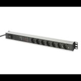 Digitus hálózati elosztó 1U 7 schuko dugaljas aluminium (DN-95412) (DN-95412)
