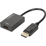 Digitus Kijelző csatlakozó / HDMI Átalakító [1x DisplayPort dugó - 1x HDMI alj] Fekete Árnyékolt, HDMI-re alkalmas, Ultra HD (4k) HDMI, High Speed-HDMI, Tejes (AK-340415-002-S)