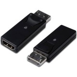 Digitus Kijelző csatlakozó / HDMI Átalakító [1x DisplayPort dugó - 1x HDMI alj] Fekete Kettős árnyékolás, reteszelhető, HDMI-re alkalmas (DB-340602-000-S)