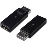 Digitus Kijelző csatlakozó / HDMI Átalakító [1x DisplayPort dugó - 1x HDMI alj] Fekete Kettős árnyékolás, reteszelhető, HDMI-re alkalmas (DB-340602-000-S) - Átalakítók