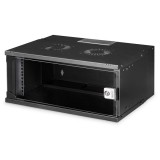 DIGITUS SOHO PRO 19" 4U 240x540x400mm üvegajtós fekete fali rack szekrény