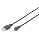 Digitus USB 2.0 Csatlakozókábel [1x USB 2.0 dugó, A típus - 1x USB 2.0 dugó, mikro B típus] 1.80 m Fekete Kerek, Kettős árnyékolás (DB-300127-018-S)