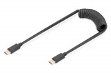 Digitus USB 2.0 - USB C to USB C Spiral Cable 1m Black AK-300431-006-S