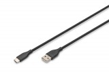 Digitus USB-C Silicone charging cable USB-A to USB-C USB 2.0 60W 2m Black AK-300340-020-S