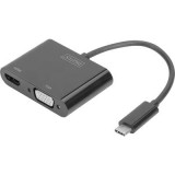 Digitus USB / HDMI / VGA Átalakító [1x USB-C™ dugó - 1x HDMI alj, VGA alj] Fekete (DA-70858) - Átalakítók
