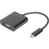Digitus USB / VGA Átalakító [1x USB-C™ dugó - 1x VGA alj] Fekete (DA-70853)