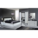 Dima DI Amal hálószoba - fehér-fekete, 160x200 cm ággyal, 6-ajtós szekrénnyel