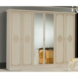 Dima DI Amalfi 6-ajtós gardróbszekrény, 2 tükrös ajtóval - bézs