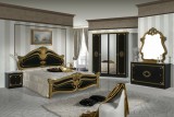 Dima DI Amalfi hálószoba - fekete-arany, 160x200 cm ággyal, 6-ajtós szekrénnyel