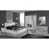 Dima DI Ambra hálószoba - fehér, 180x200 cm ággyal, 6-ajtós szekrénnyel