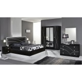Dima DI Ambra hálószoba - fekete, 160x200 cm ággyal, 6-ajtós szekrénnyel
