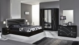Dima DI Ambra hálószoba - fekete, 180x200 cm ággyal, 4-ajtós szekrénnyel