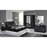 Dima DI Ambra hálószoba - fekete, 180x200 cm ággyal, 6-ajtós szekrénnyel