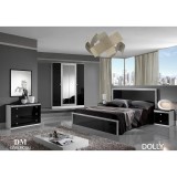 Dima DI Dolly hálószoba - fehér-fekete, 160x200 cm ággyal, 4-ajtós szekrénnyel