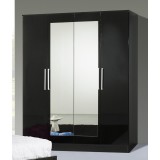 Dima DI Eva 4-ajtós gardróbszekrény, 2 tükrös ajtóval - fekete
