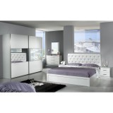 Dima DI Eva hálószoba - fehér, 160x200 cm ággyal, 2 tolóajtós 240 cm széles szekrénnyel