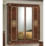 Dima DI Kate 4-ajtós gardróbszekrény, 2 tükrös ajtóval - dió