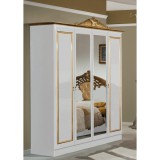 Dima DI Lara 4-ajtós gardróbszekrény, 2 tükrös ajtóval - fehér-arany