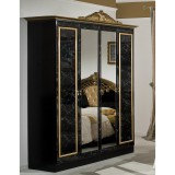 Dima DI Lara 4-ajtós gardróbszekrény, 2 tükrös ajtóval - fekete-arany