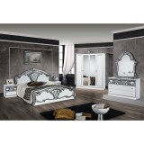 Dima DI Lara hálószoba - fehér-ezüst, 160x200 cm ággyal, 4-ajtós szekrénnyel