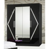 Dima DI Linda 6-ajtós gardróbszekrény, 2 tükrös ajtóval - fekete
