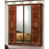 Dima DI Lucy 4-ajtós gardróbszekrény, 2 tükrös ajtóval - dió