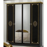 Dima DI Lucy 4-ajtós gardróbszekrény, 2 tükrös ajtóval - fekete-arany