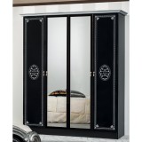 Dima DI Lucy 4-ajtós gardróbszekrény, 2 tükrös ajtóval - fekete-ezüst
