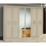 Dima DI Lucy 6-ajtós gardróbszekrény, 2 tükrös ajtóval - bézs